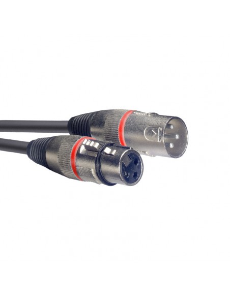 Microphone cable, XLR/XLR (m/f), 3 m (10'), red ring