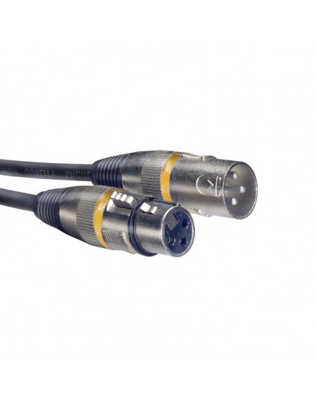 Microphone cable, XLR/XLR (m/f), 3 m (10'), yellow ring