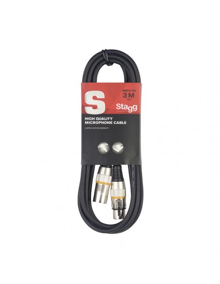 Microphone cable, XLR/XLR (m/f), 3 m (10'), yellow ring