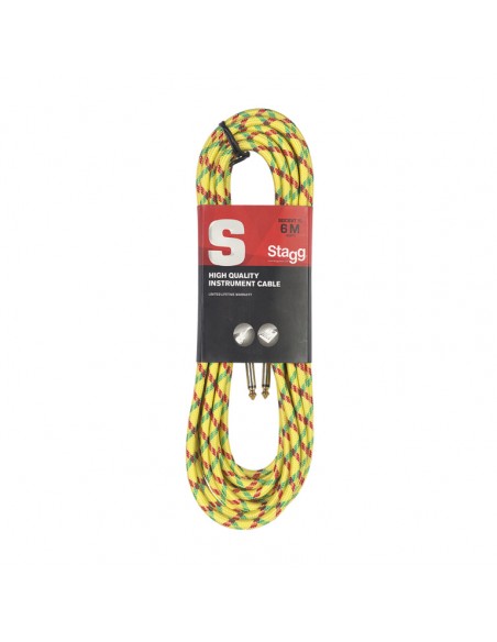 Instrument cable, jack/jack (m/m), 6 m (20"), yellow, vintage tweed style, S-series