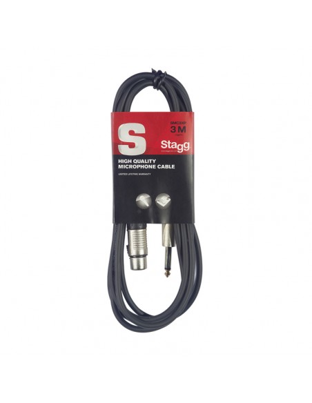 Microphone cable, XLR/jack (f/m), 3 m (10')