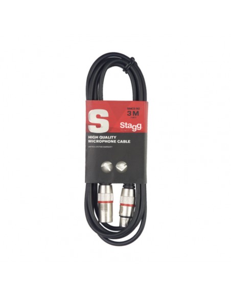 Microphone cable, XLR/XLR (m/f), 1 m (3'), red ring