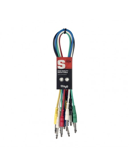 Mono patch cable, 6 x jack/jack (m/m), 60 cm (2'), moulded plastic