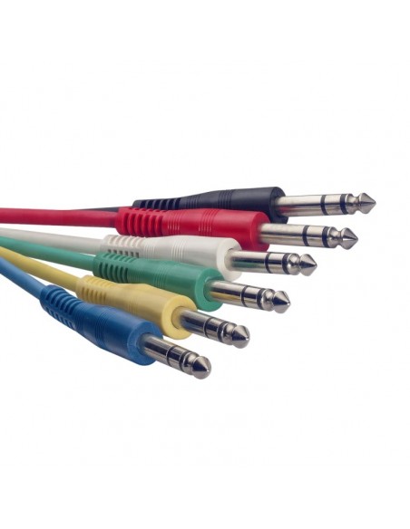 Stereo patch cable, 6 x jack/jack (m/m), 30 cm (1'), moulded plastic