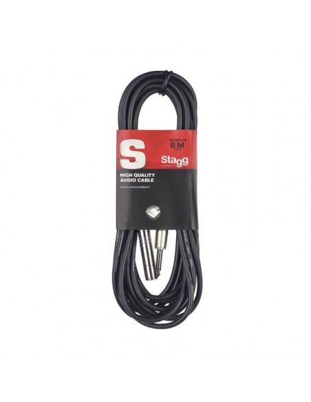 Mono audio cable, jack/jack (m/f), 6 m (20')