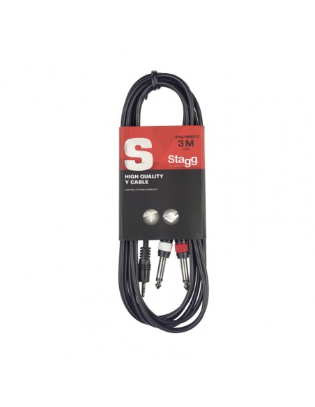 Y cable, mini jack/jack (1m/2m), 3 m (10')