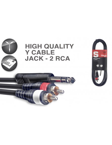 Y-cable, jack/RCA (m/m), 2 m (6')