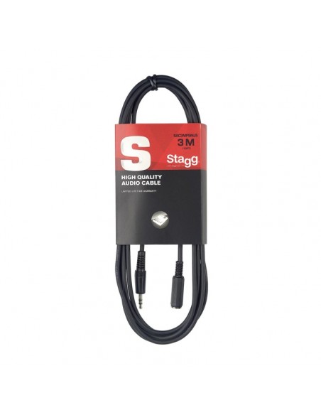 Audio cable, mini jack/mini jack (m/f), 3 m (10')