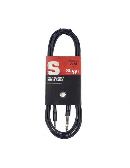 Audio cable, jack/mini jack (m/m), 3 m (10')
