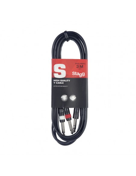 Y cable, jack/jack (m/m), 3 m (10')