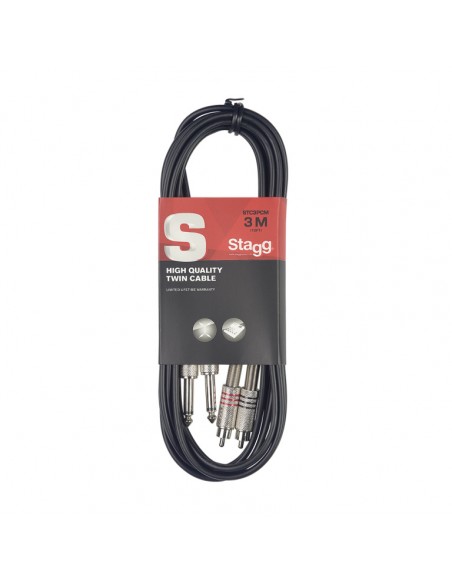 Twin cable, jack/RCA (m/m), 3 m (10')