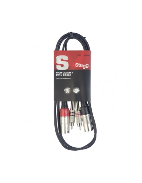 Twin cable, XLR/RCA (m/m), 60 cm (2')