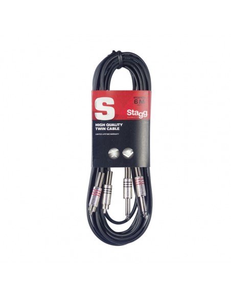 Twin cable, jack/RCA (m/m), 6 m (20')