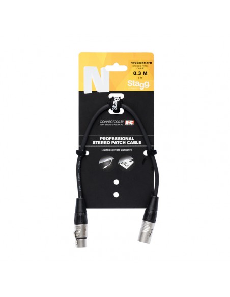 N series patch cable, XLR/XLR (m/f), 30 cm (1')
