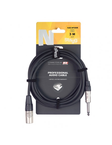 N series audio cable, jack/XLR (m/m), mono, 1 m (3')