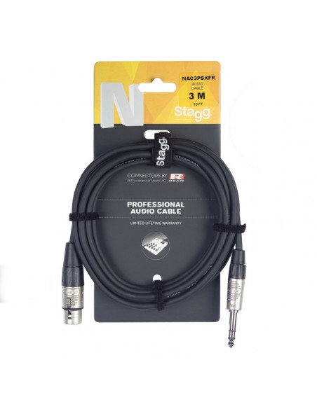 N series audio cable, jack/XLR (m/f), stereo, 3 m (10')