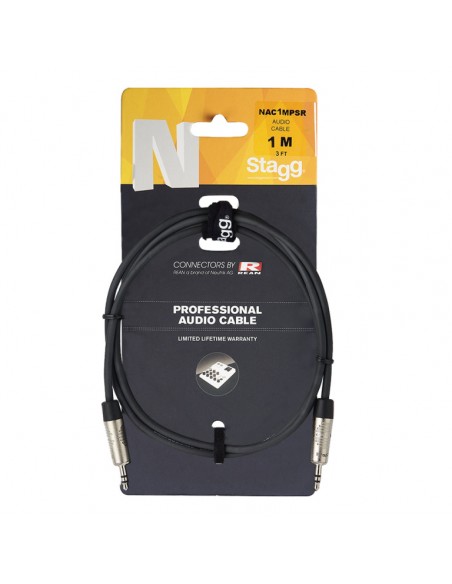 N series audio cable, mini jack/mini jack (m/m), stereo, 1 m (3')