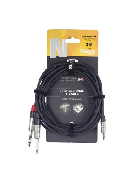 N series Y-cable, mini jack/jack (m/m), stereo/mono, 3 m (10')