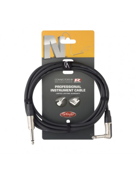 Instrument cable, jack/jack (m/m, straight/L-shaped), 3 m (10')