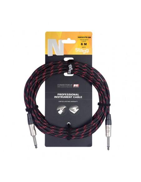 Instrument cable, jack/jack (m/m), 6 m (20'), black