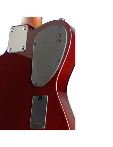 Electric solid body folk guitar with cutaway, natural-coloured