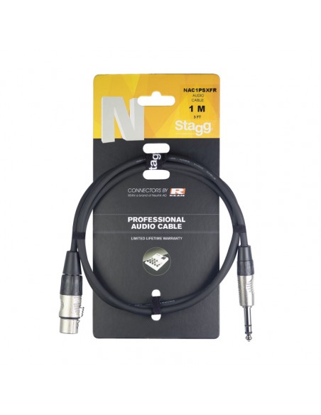 N series audio cable, jack/XLR (m/f), stereo, 1 m (3')