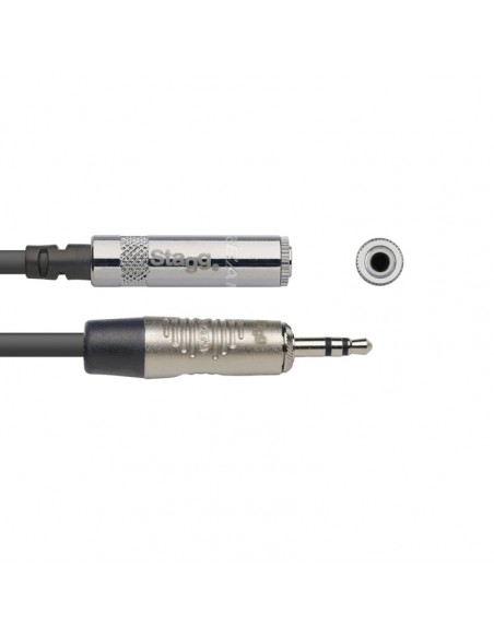 N series audio cable, mini jack/mini jack (m/f), stereo, 3 m (10')