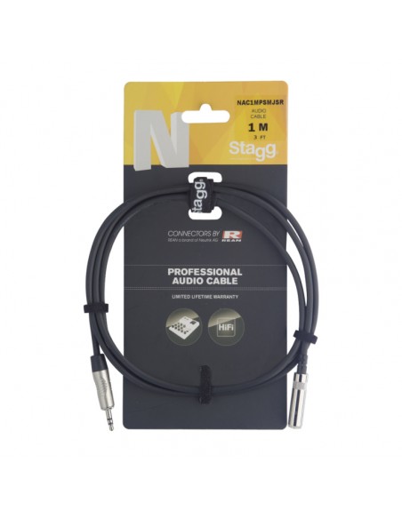 N series audio cable, mini jack/mini jack (m/f), stereo, 3 m (10')