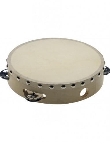 8" pre-tuned wooden tambourine with...