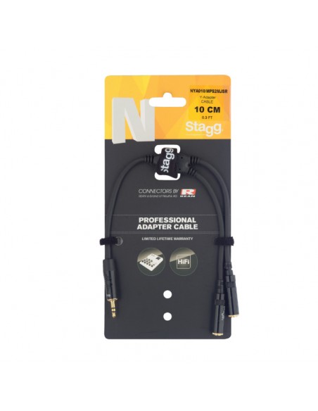 N series adapter Y cable, jack/mini jack (m/f), stereo, 10 cm (0.3')