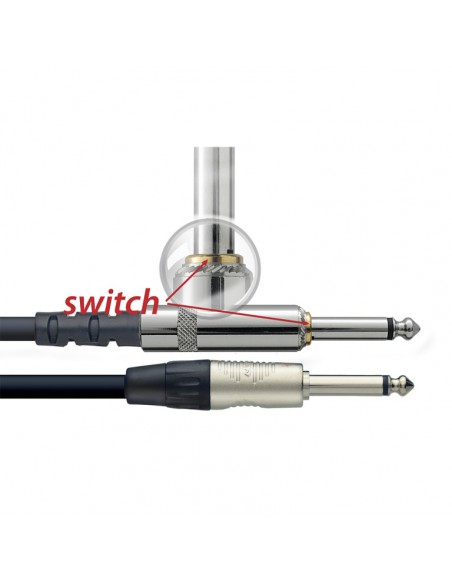 Instrument cable, jack/jack (m/m), 3 m (10'), with mute switch