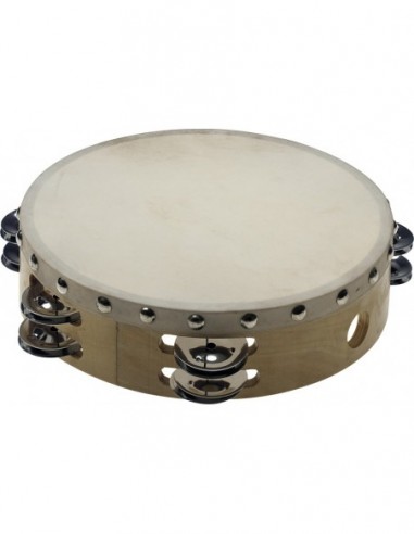 8" pre-tuned wooden tambourine with...