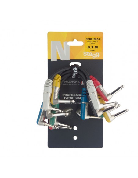 N-Series Patch Cable 6-pack - 90° Mono Phone Plug / 90° Mono Phone Plug