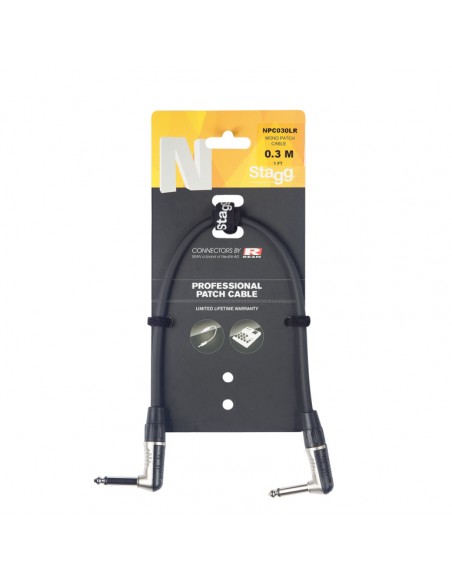 Patch cable, jack/jack (m/m), L-shaped, mono, 60 cm (2')