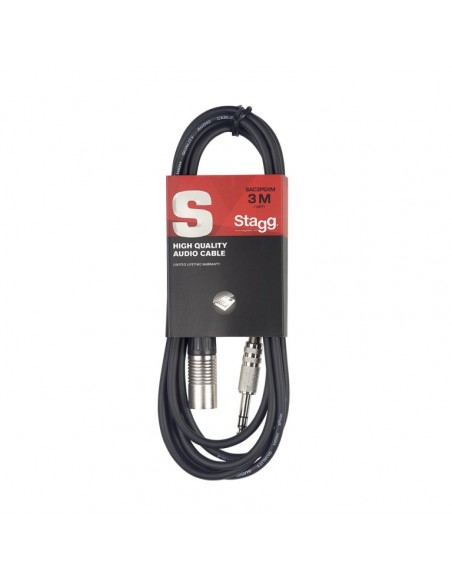 Audio cable, XLR/jack (m/m), 3 m (10'), symmetric