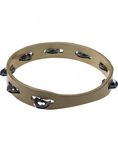 10" headless wooden tambourine with 1...