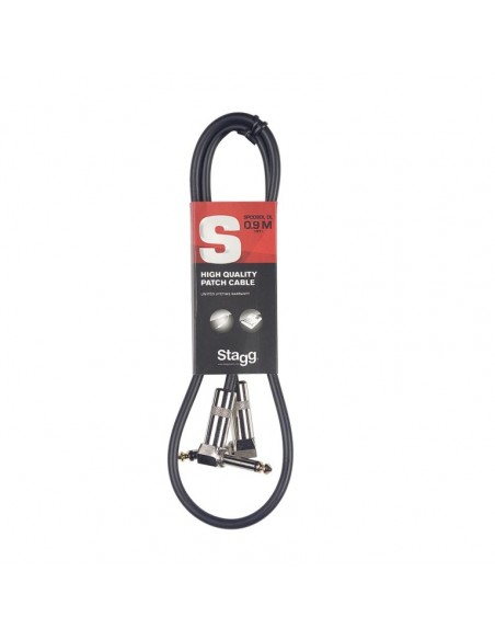 Mono patch cable, jack/jack (m/m, L-shaped), 90 cm (36"), metal