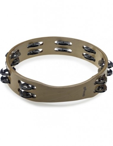 10" headless wooden tambourine with 2...