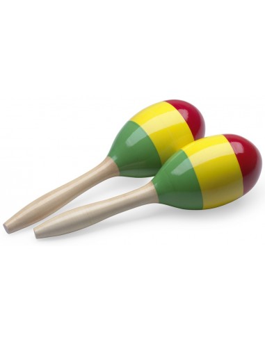 Pair of oval wooden maracas, reggae...