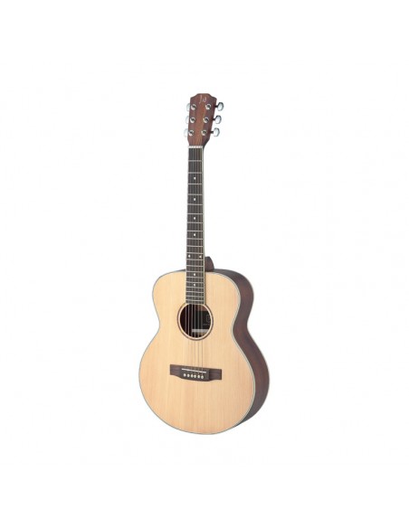 Asyla series mini auditorium acoustic travel guitar with solid spruce top, left-handed model