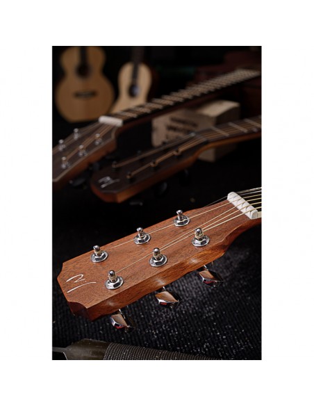 Asyla series mini auditorium acoustic travel guitar with solid spruce top, left-handed model