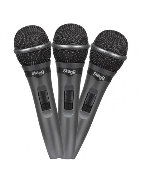 Set of 3 cardioid dynamic microphones for live performances