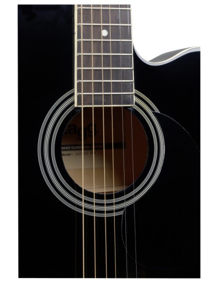 Black Auditorium cutaway acoustic-electric guitar with basswood top