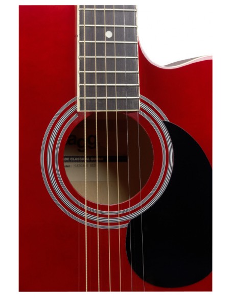 Red auditorium cutaway acoustic-electric guitar with basswood top