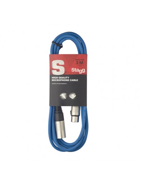 Microphone cable, XLR/XLR (m/f), 3 m (10'), blue