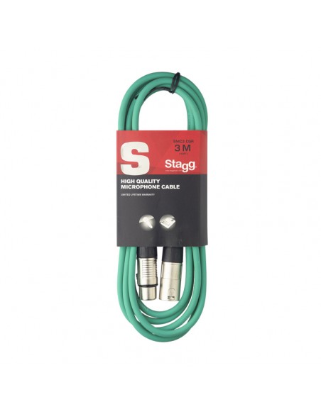 Microphone cable, XLR/XLR (m/f), 3 m (10'), green