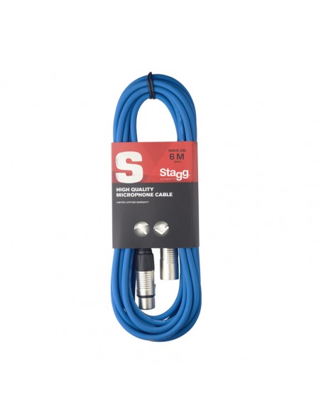 Microphone cable, XLR/XLR (m/f), 6 m (20'), blue