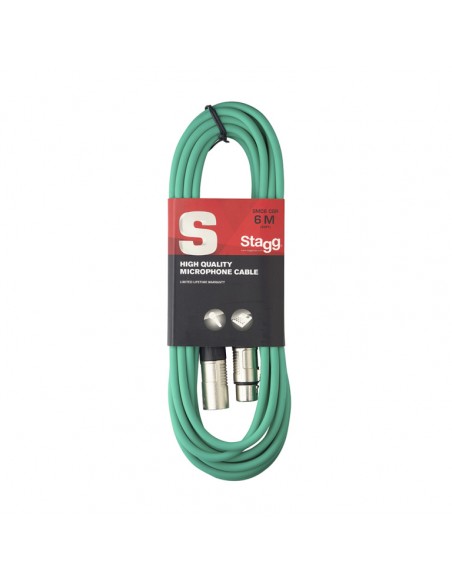 Microphone cable, XLR/XLR (m/f), 6 m (20'), green