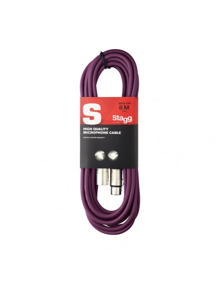 Microphone cable, XLR/XLR (m/f), 6 m (20'), purple