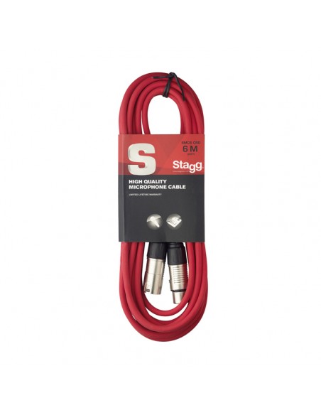 Microphone cable, XLR/XLR (m/f), 6 m (20'), red